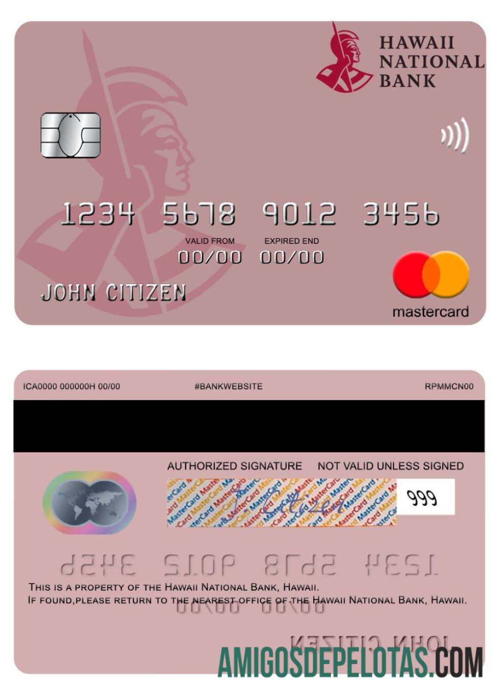 Havaí, Hawaii National Bank Mastercard baixar para verificação